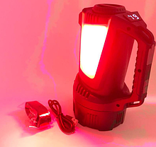 Кемпінговий переносний ліхтар T100A з бічними LED білим червоним синім світлом ліхтарик Power Bank 7 режимів, фото 3