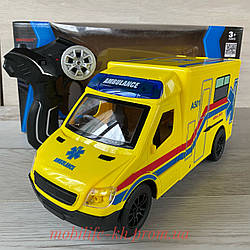 Велика машинка на радіокеруванні 29 см Швидка допомога / горять передні фари/відкр задні двері/Бузка/