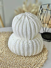 Тепла жіноча шапка Джинжер крупна в'язка onesize біла