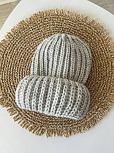 Тепла жіноча шапка Джинжер крупна в'язка onesize світло-сіра