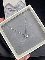 Подвеска Тифани Цепочка С Кулоном Камень 925 Проба Серебро Брендовая Женская С Кристаллом Tiffany Ador