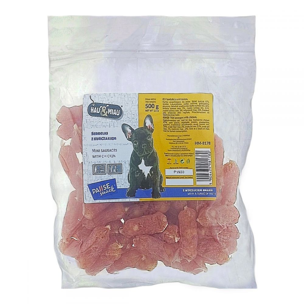 Смаколики. Сосиски зі смаком курки 500г HauandMiau
