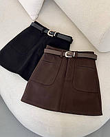 Стильная замшевая женская короткая юбка