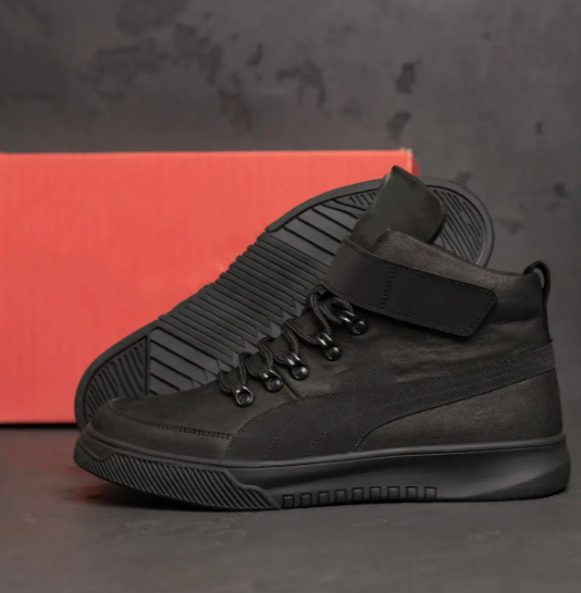 Зимові чоловічі черевики комбіновані та шкіра на овчині