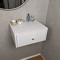 Підвісна тумба в спальню або передпокій, біла на 1 п'ящик фасад із мдф