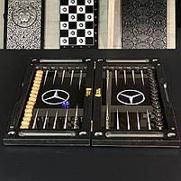 Нарди скляні з деревом MERCEDES-BENZ 60х30см чоловічий подарунок, фото 5