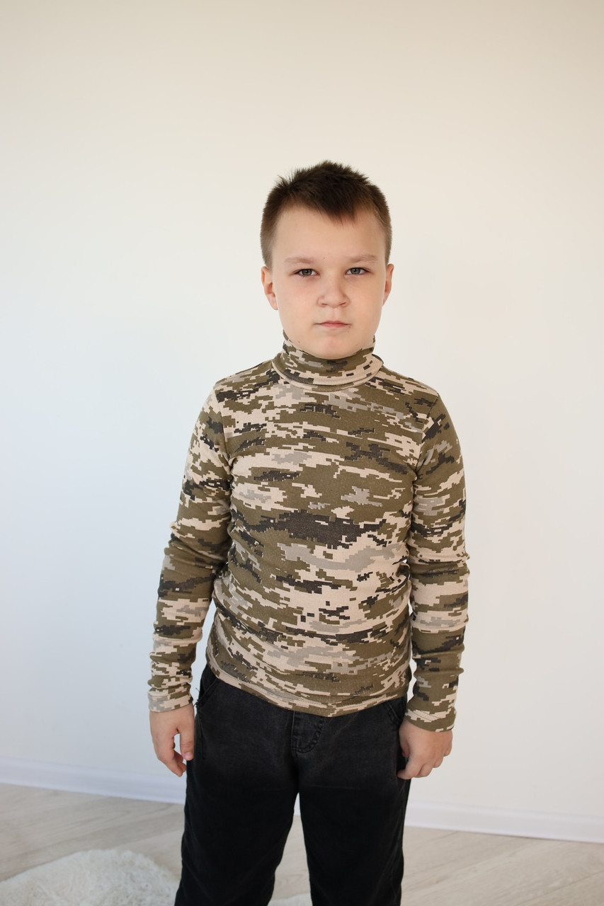 Гольф дитячий універсальний, горловина відворот 140 рібана з начосом ПІКСЕЛЬ