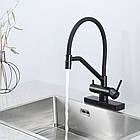 G4098-6 кухня одноваж. вис. вилив+ ВОДОСПАД латунь гайка Ø35 (чорний) {8/1}, фото 2