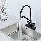 G4098-6 кухня одноваж. вис. вилив+ ВОДОСПАД латунь гайка Ø35 (чорний) {8/1}, фото 5