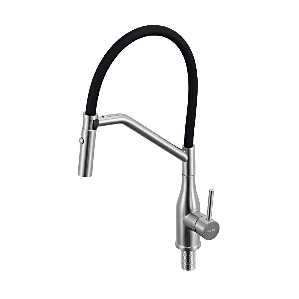 G4098-15 кухня одноважіль. вис. вилив неірж. сталь гайка Ø 35 (сатин)348/1ult, фото 1