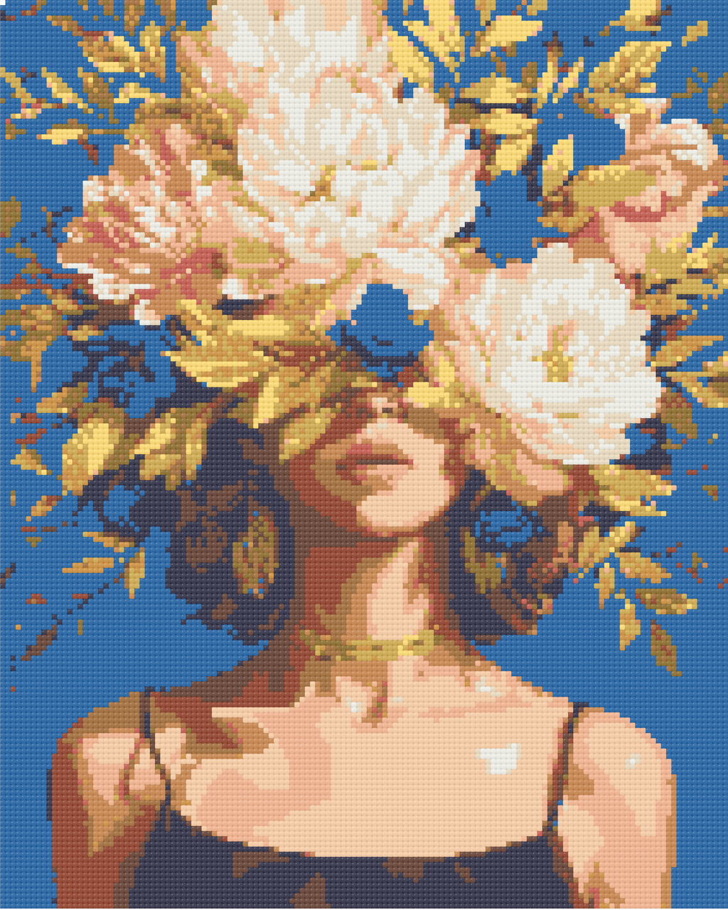 Алмазна мозаїка Дівчина у півоніях 40х50 см Орігамі (OD11080), фото 1