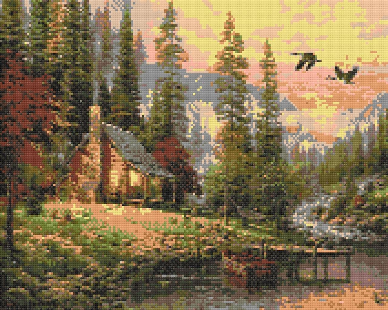 Алмазна мозаїка Мисливський будиночок Пейзаж 40*50 см Орігамі (OD1831), фото 1