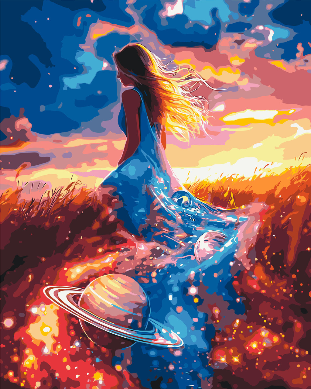 Картина за номерами Дівчина у космічному вбранні 40*50 см Орігамі (LW3310), фото 1