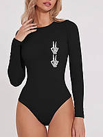 Стильне жіноче боді з принтом рук скелета