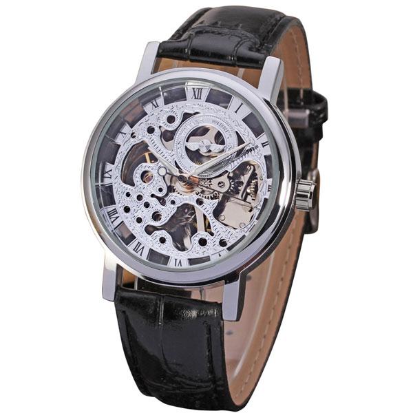 Чоловічий класичний годинник Winner Silver механічний скелетон, фото 1
