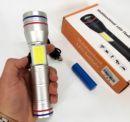 Надпотужний ліхтар із оптичним зумом та USB Type-C зарядкою PLD-231 магнітом та 7 режимами роботи, фото 1