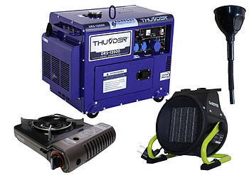 Дизельний генератор THUNDER DRS-12500 + газова плитка Orcamp CK-505 + 4 газових картриджа 400 мл