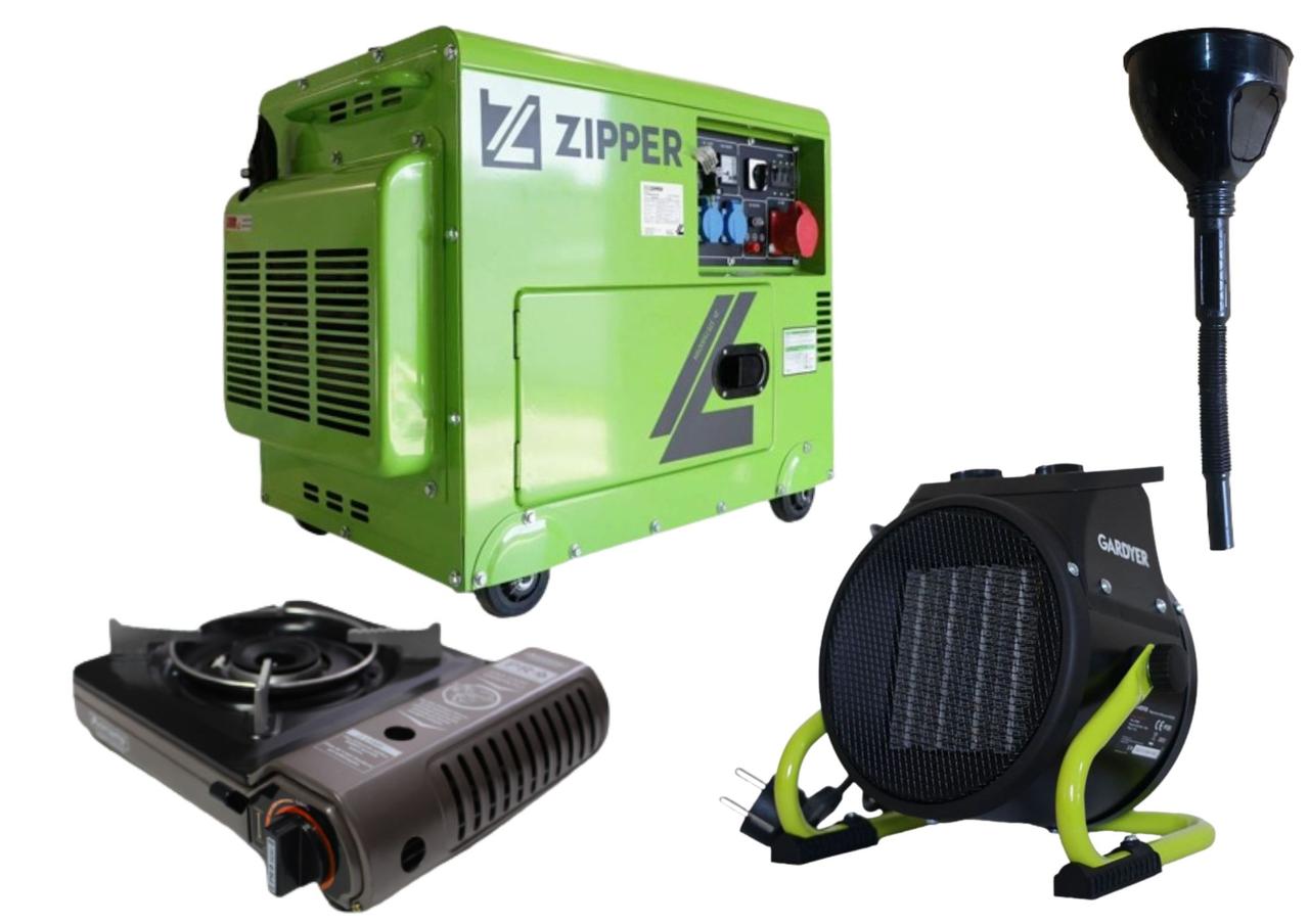 Дизельний генератор Zipper ZI-STE7500DSH + газова плитка Orcamp CK-505 + 4 газових картриджа 400 мл, фото 1