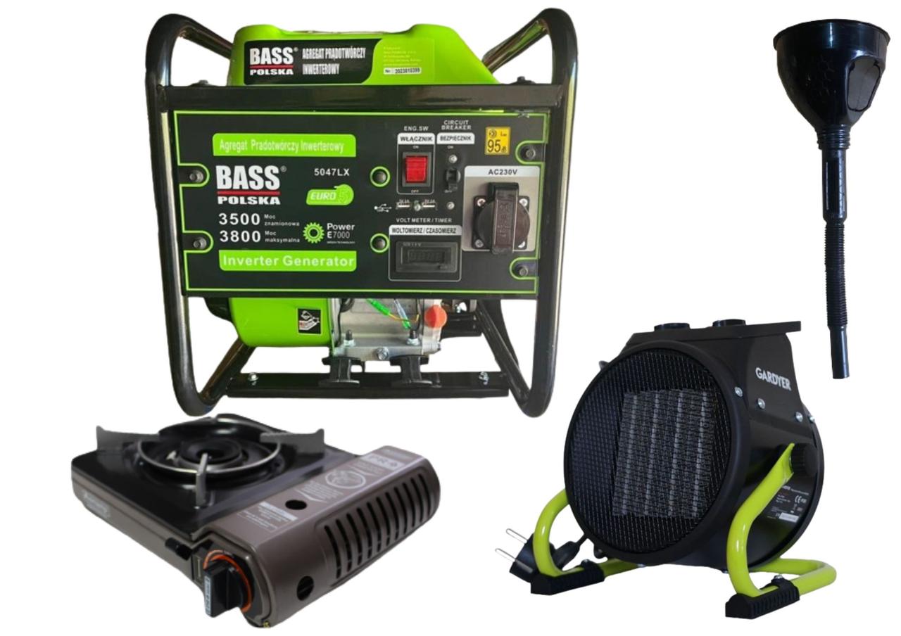Інверторний генератор Bass Polska 5047LX + газова плитка Orcamp CK-505 + 4 газових картриджа 400 мл