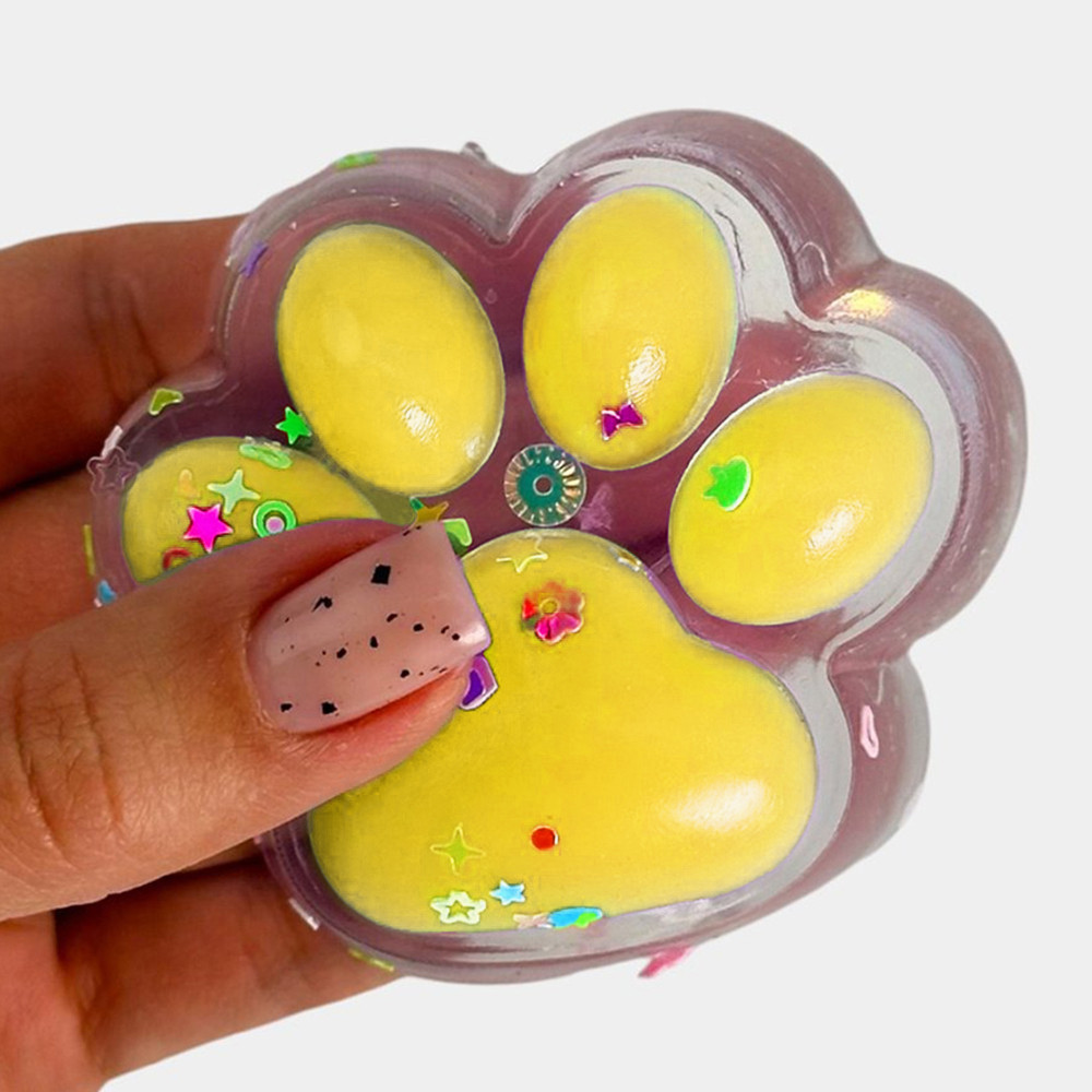 Іграшка антистрес сквіш Лапка котика, 7см, Жовтий