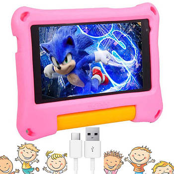 Дитячий планшет IPS 7", 8/128GB, 4G + протиударний чохол, Kidiby, Рожевый / Ігровий планшет андроїд / Планшет для ігор