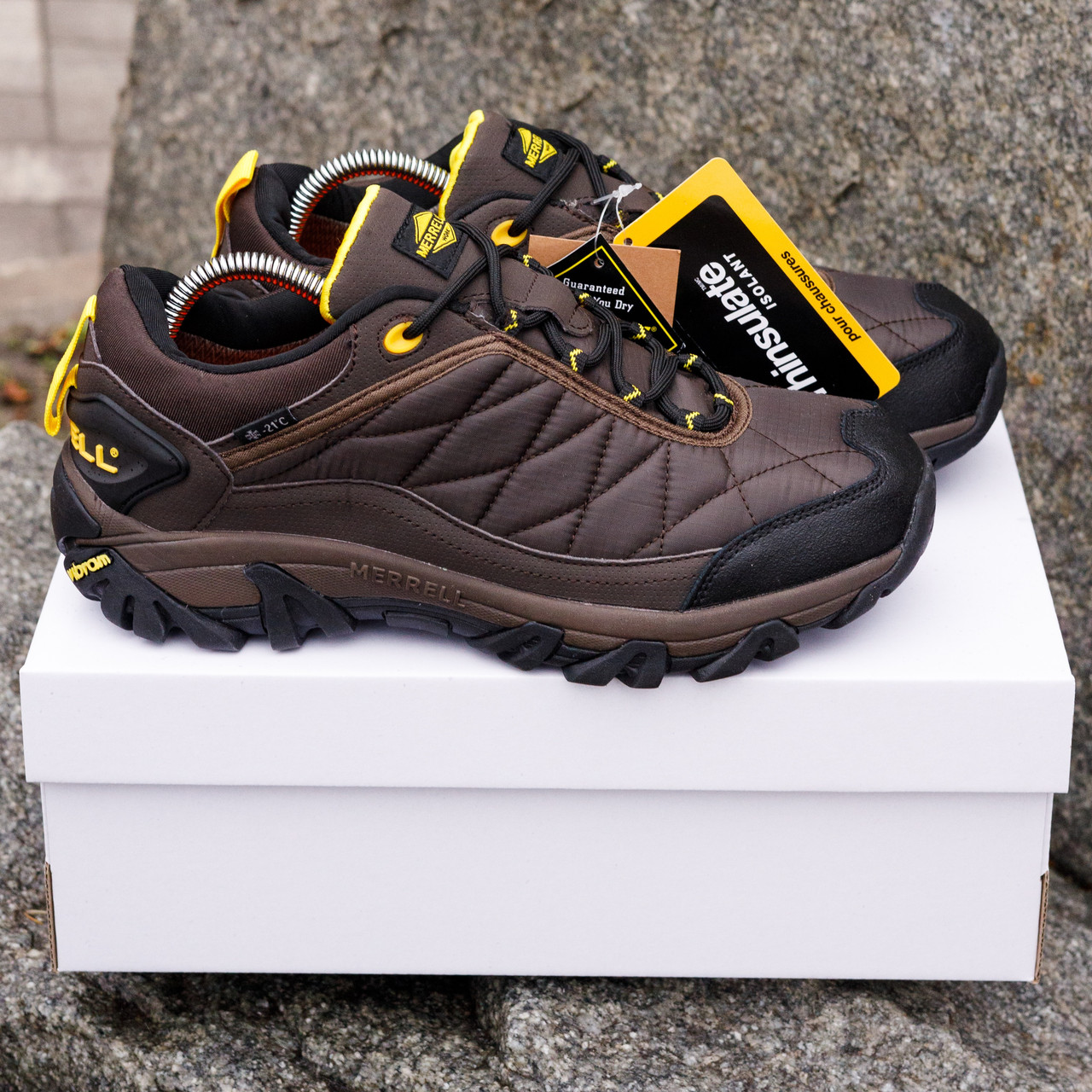 РОЗПРОДАЖ!! ТЕРМО Зимові Кросівки Черевики Merrell чорні з терракотовим, фото 1