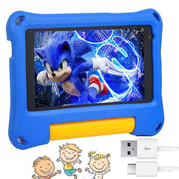 Дитячий планшет IPS 7", 8/128GB, 4G + протиударний чохол, Kidiby, Синій / Ігровий планшет андроїд / Планшет для ігор