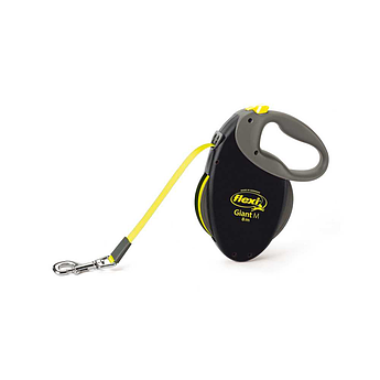 Рулетка для собак та котів FLEXI Giant Neon М, 8м, до 25 кг, стрічка, жовтий неон