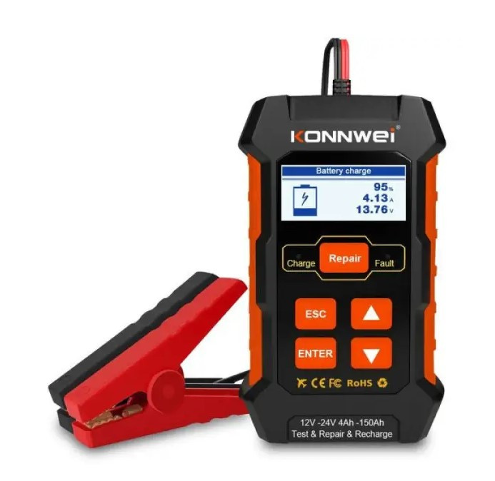 Зарядний пристрій, тестер, десульфатор автомобільних та мото акумуляторів KONNWEI KW520, фото 1