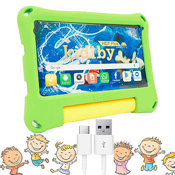 Дитячий планшет IPS 7", 8/128GB, 4G + протиударний чохол, Kidiby, Зелений / Ігровий планшет андроїд / Планшет для ігор