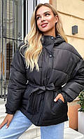 Жіноча зимова куртка чорна 002-А
