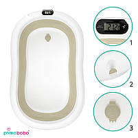 Дитяча ванночка для купання немовлят на підставці з термометром та подушкою Primabobo Бежева, фото 8