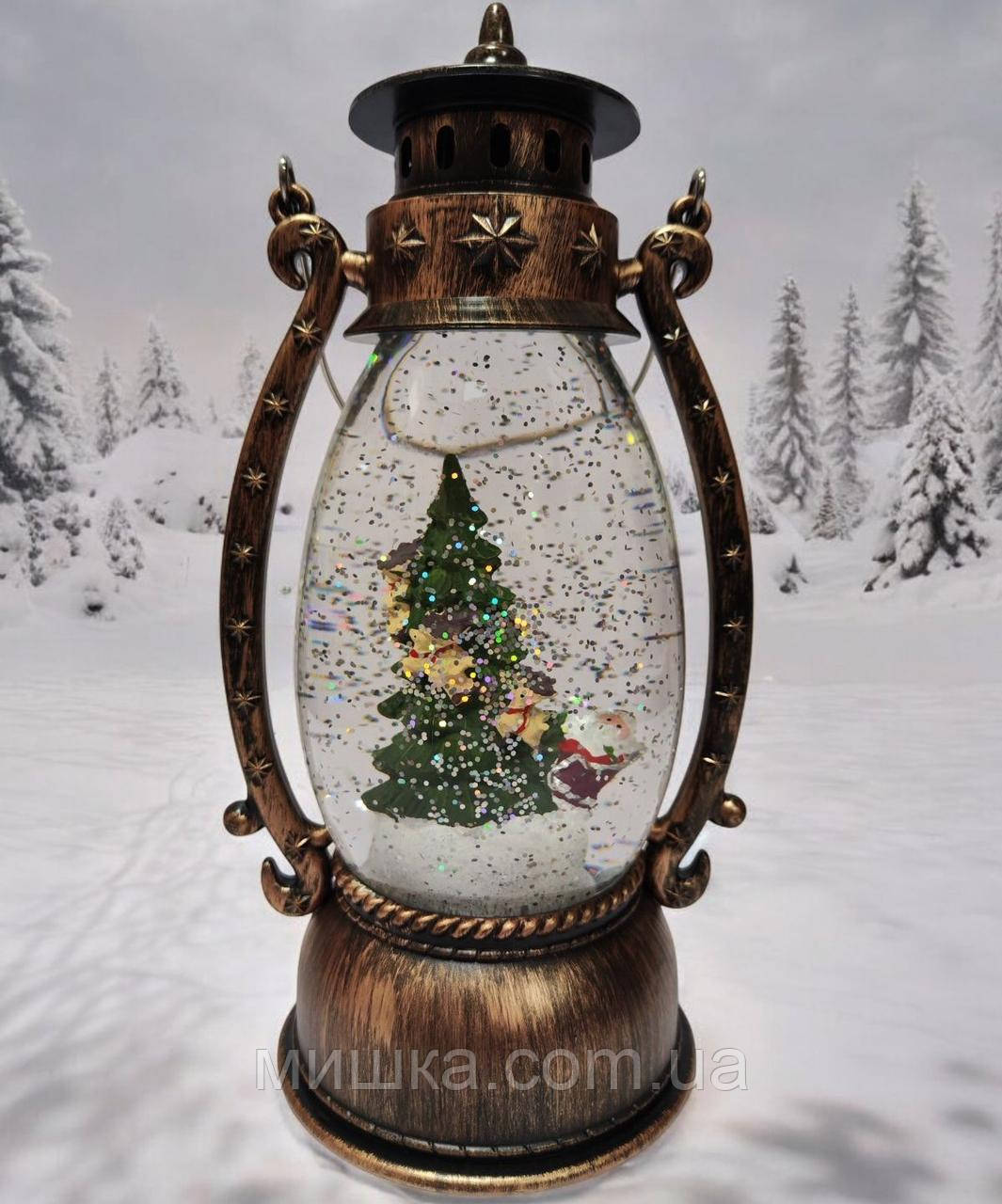 Музичний металевий новорічний ліхтарик-світильник 26 см №30А, фото 1