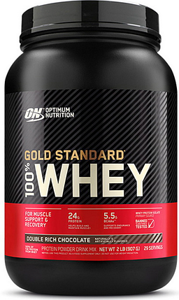Сиворотковий протеїн ізолят Optimum 100% Whey Gold Standard 907 р подвійний шоколад, фото 1