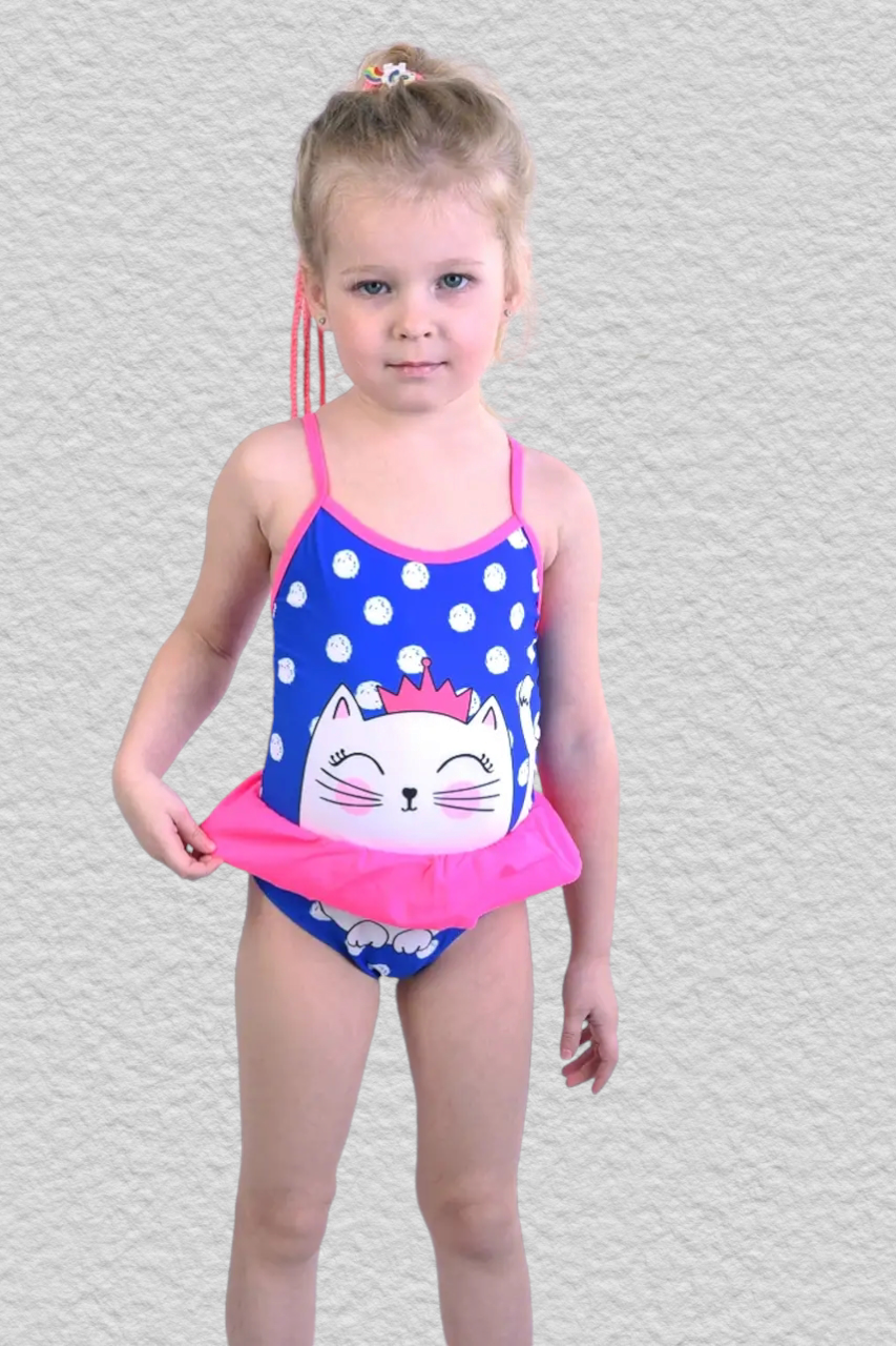 Купальник слитный для девочек Teres 1053 электрик (В НАЛИЧИИ ТОЛЬКО 28 30 32 34 УКР р-ры)