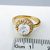 Кільце позолота з великим цирконієм; p.16.5; р.18; р.19; Xuping 18К, фото 2