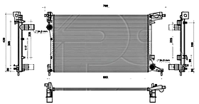 Радіатор охолодження двигуна Fiat 500L 13-17 AVA АКПП/МКПП; 539X415X18; (1.4)