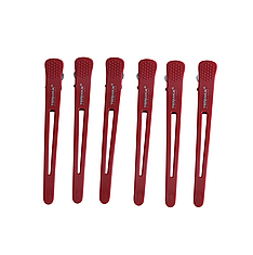 Кліпси-затискачі для волосся Termax Professional Perfect Fit Red 11 см, 6 шт (T-1008-RD)
