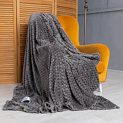 Покривало велюрове 3D (темно-сіре) 200х180 см
