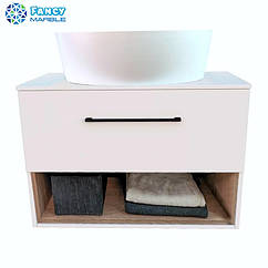 Підвісна тумба зі стільницею з литого каменю 80 см під умивальник-чашу Fancy Marble Mill