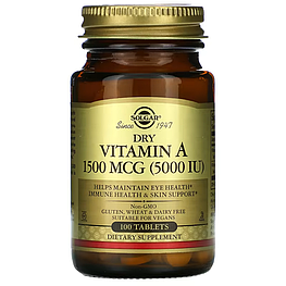 Dry Vitamin A 1500 мкг 5000 IU Solgar 100 таблеток