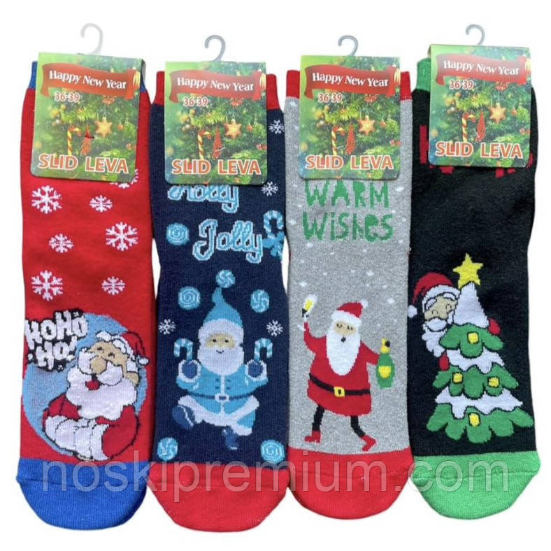 Новорічні шкарпетки жіночі махрові бавовна Слід Лева, розмір 36-39, асорті, 223020, фото 1