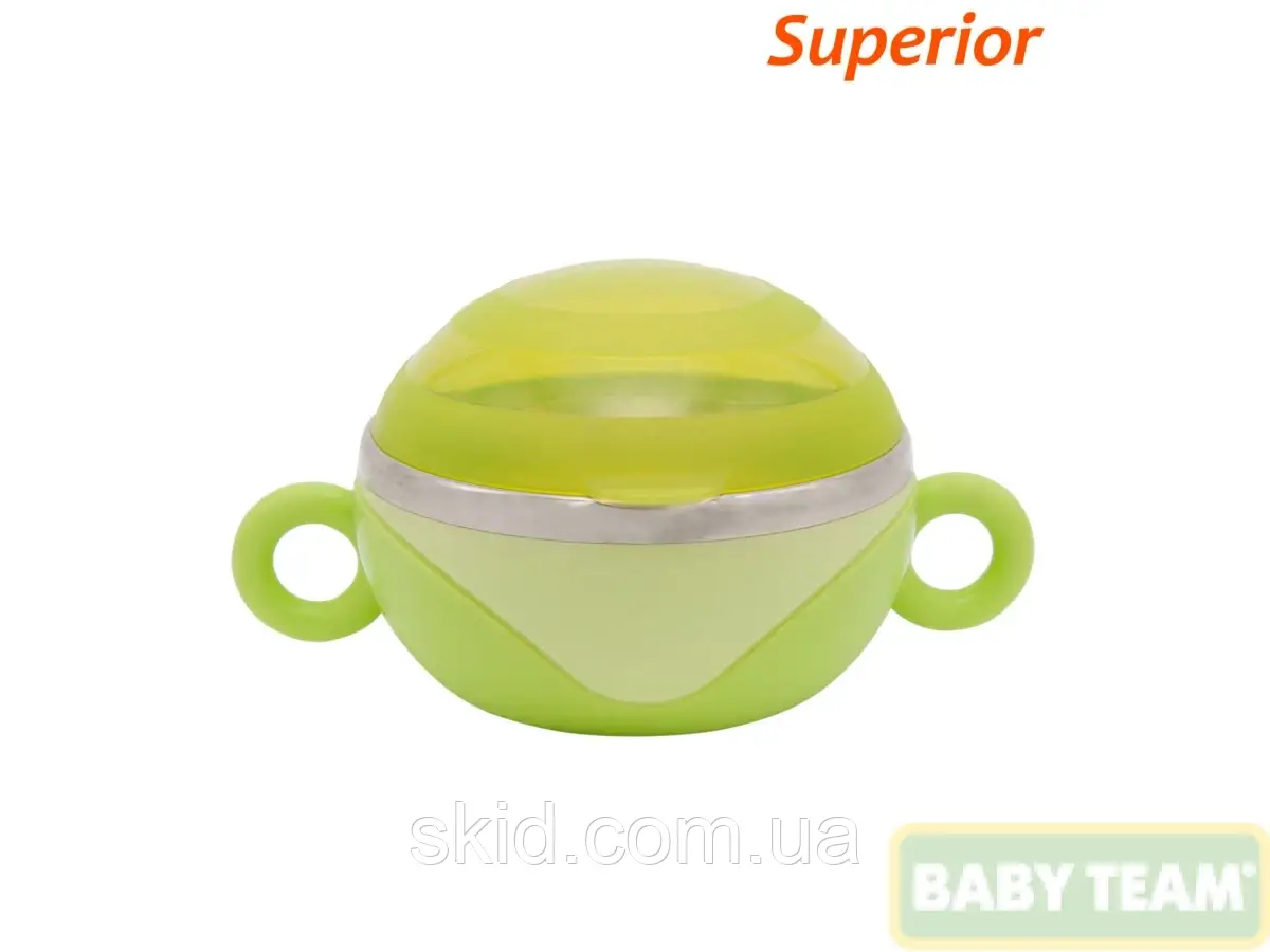 Тарілка глибока з кришкою і ручками, з нержавіючої сталі Baby team, 240 мл, 10+, арт. 6092