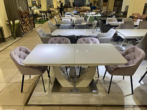 Стіл обідній розкладний в сучасному стилі Concord 120 beige gloss (Конкорд) T-904 Evrodim, фото 5