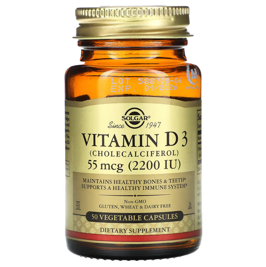 Vitamin D3 55 мкг 2200 IU Solgar 50 капсул