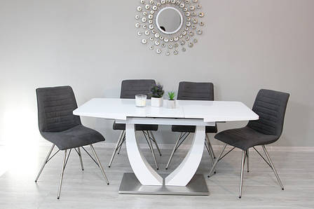 Стіл обідній розкладний в сучасному стилі Concord 120 white gloss (Конкорд) T-904 Evrodim, фото 2
