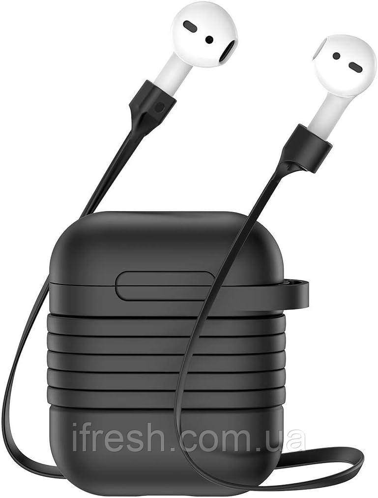 Чохол силіконовий Baseus для навушників AirPods Silicone Case, Black (TZARGS-01), фото 1