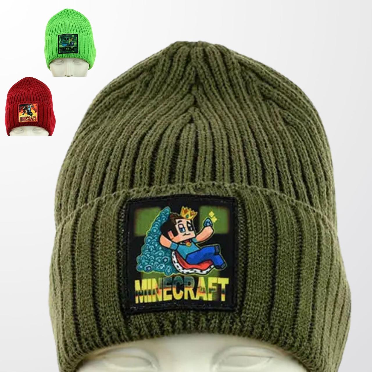 «Minecraft» - Зимова дитячо-підліткова шапка з відворотом | Мерч Майнкрафт, фото 1