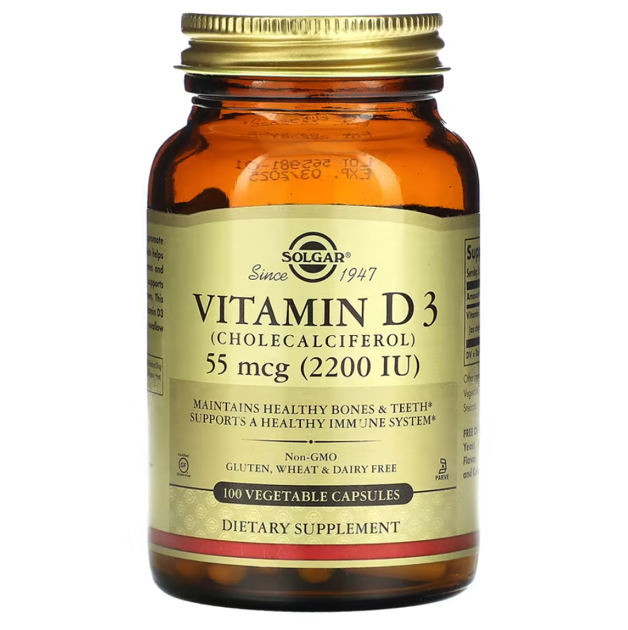Vitamin D3 Cholecalciferol 55 мкг 2200 IU Solgar 100 капсул, фото 1