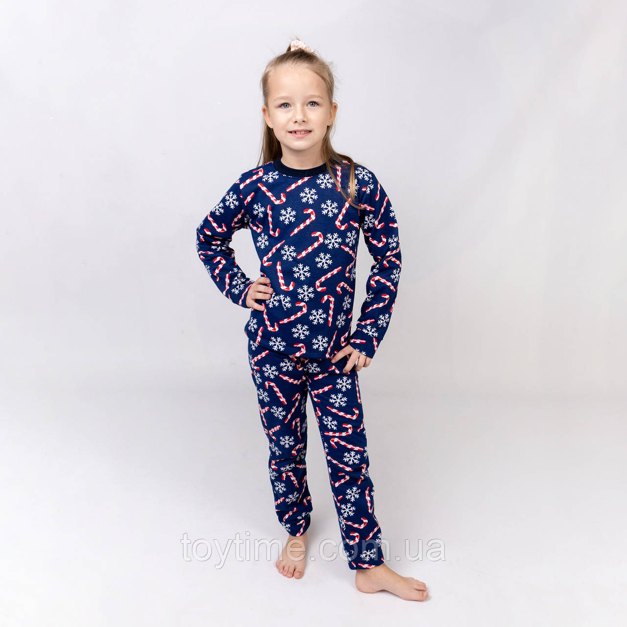 Піжама дитяча з начосом з зображенням різдвяних льодяників Candy, фото 1